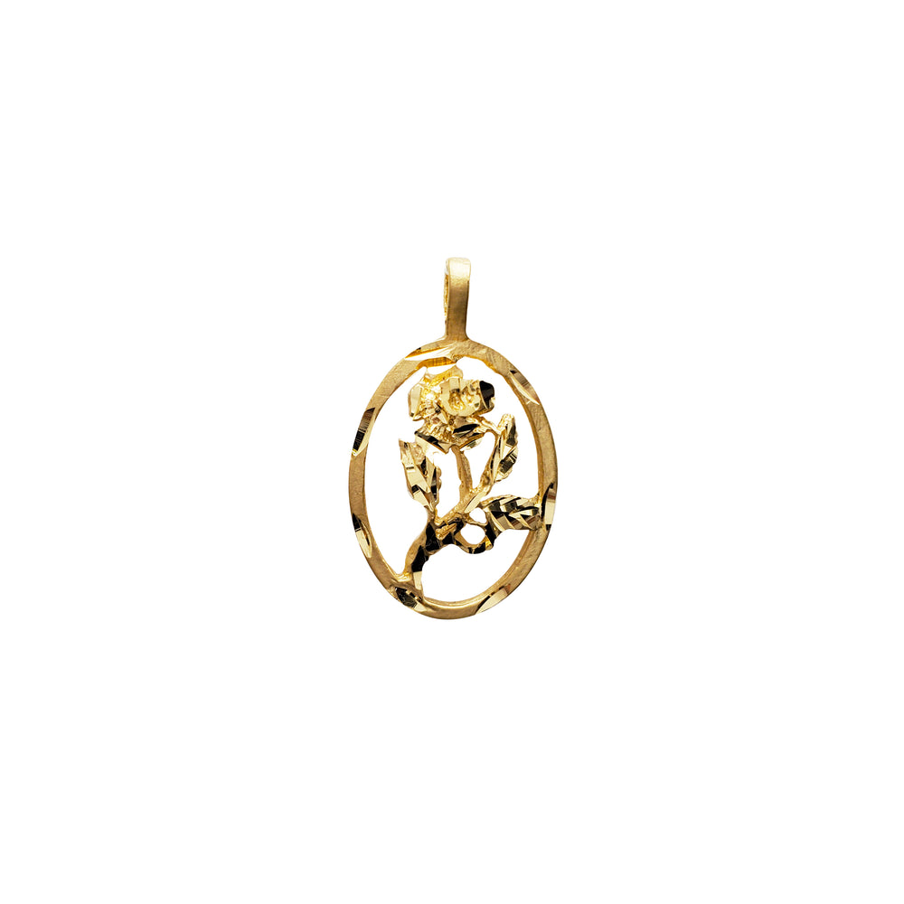 Oval Shape Rose Pendant (14K)
