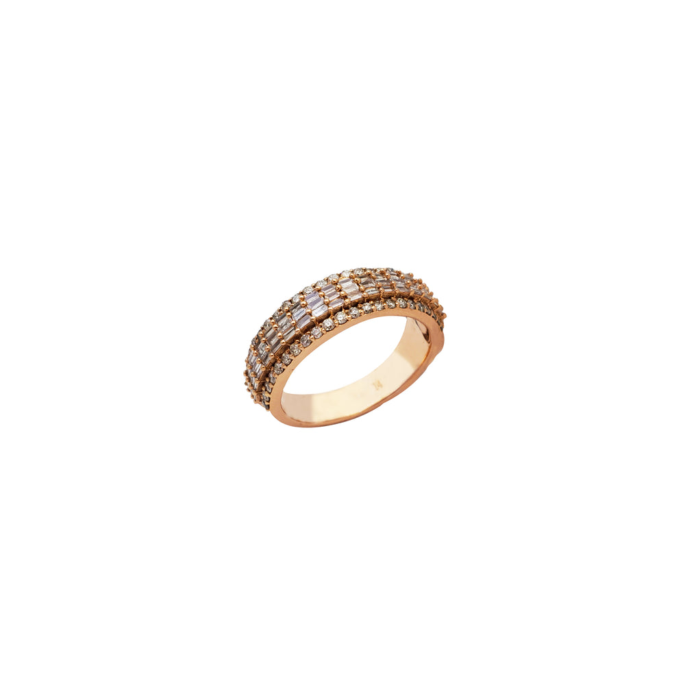 Diamond Baguette & Round Wedding Band Ring (14K)