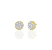 Iced-Out Diamond Round Stud Earrings (14K)