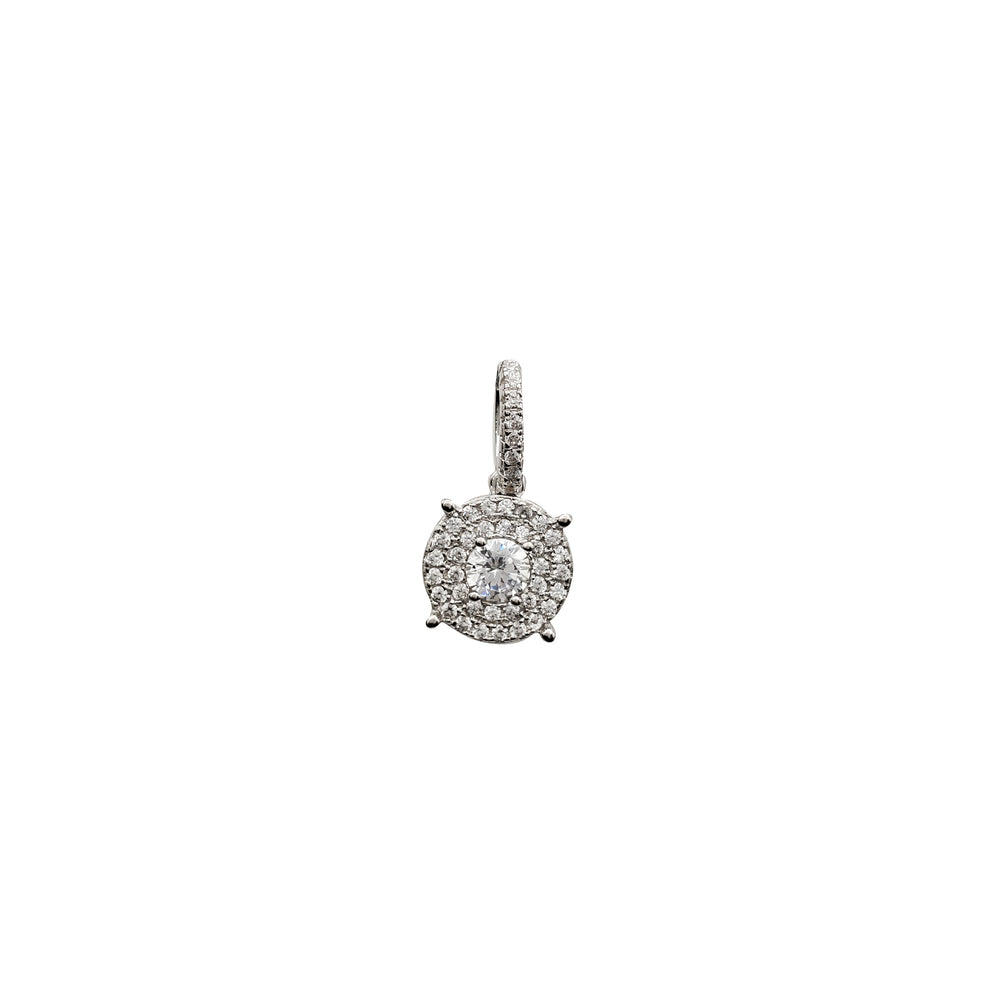 Iced-Out Cubic Zirconia Round Pendant (Silver)