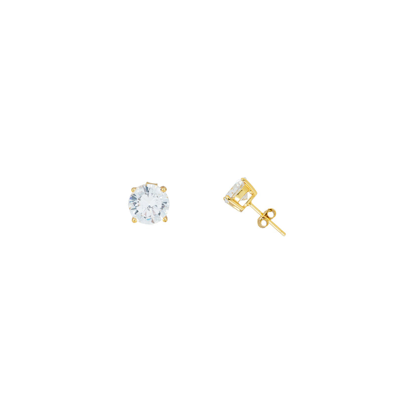 Zirconia Round Solitaire Stud Earrings (Silver)