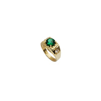Round Green Cubic Zirconia Fancy Ring (14K)