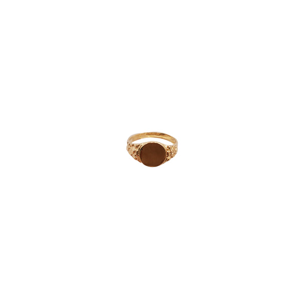 Round Design Nugget Signet Ring (14K)