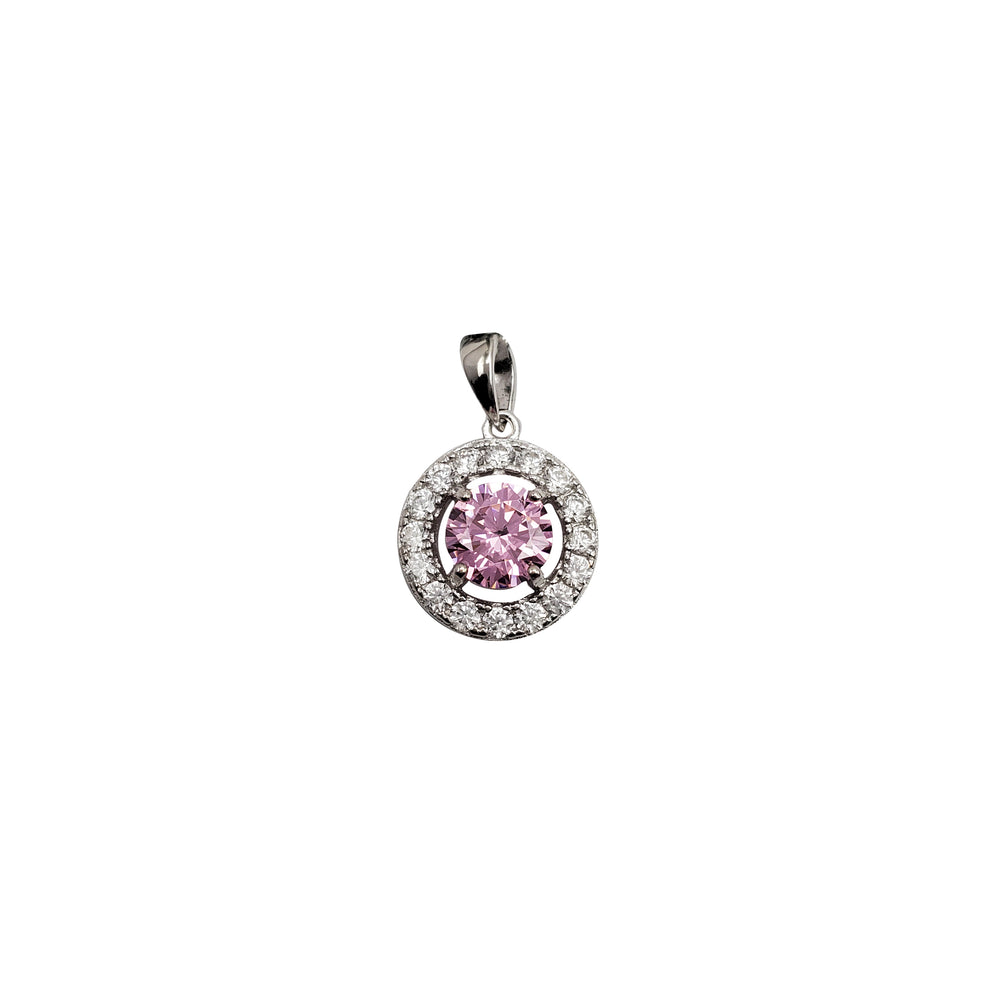 Iced-Out Round Cubic Zirconia Pendant (Silver)
