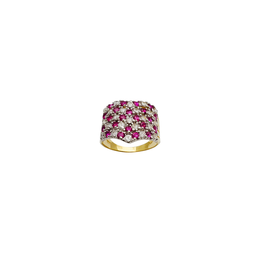 Multi-Row Chevron CZ Ring (14K)
