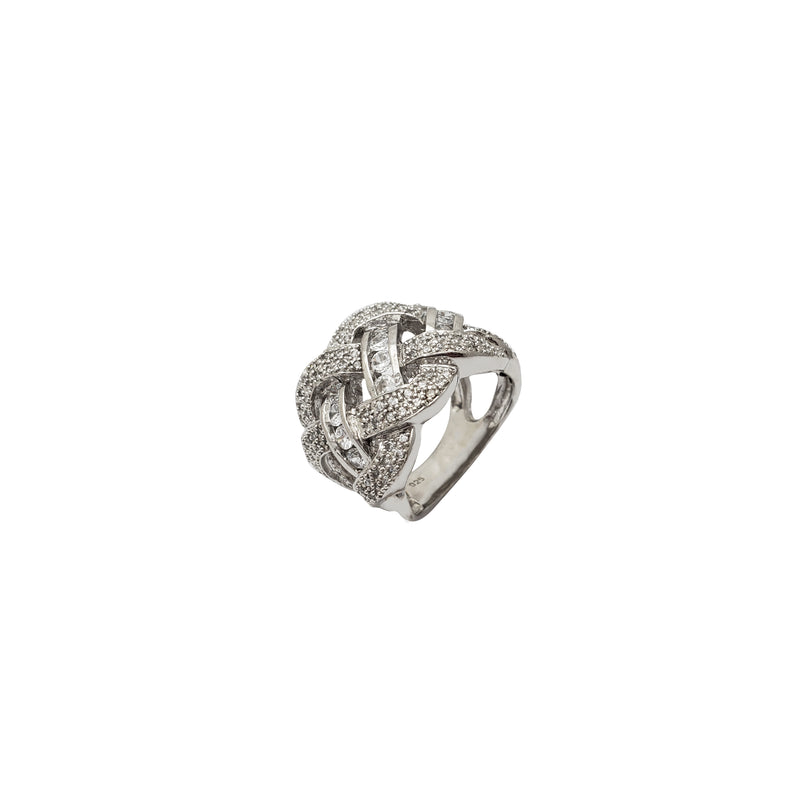 Iced-Out Criss Cross Ring (Silver)