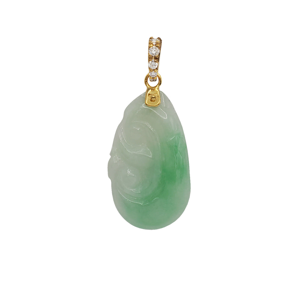 Diamond Jade Ruyi Pendant (14K)