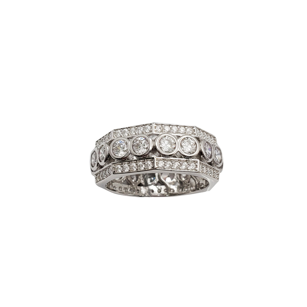 Zirconia Bezel Cluster Ring (Silver)