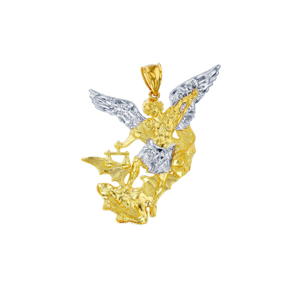 Two-Tone Archangel Saint Michael Pendant (14K)