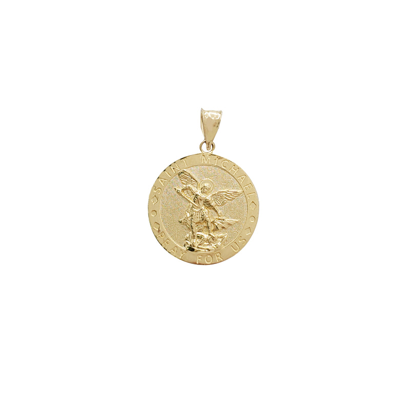 Saint Michael Round Medallion Pendant (14K)