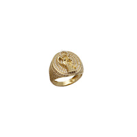Iced-Out ovalni pečat Santa Muerte prsten (14K)