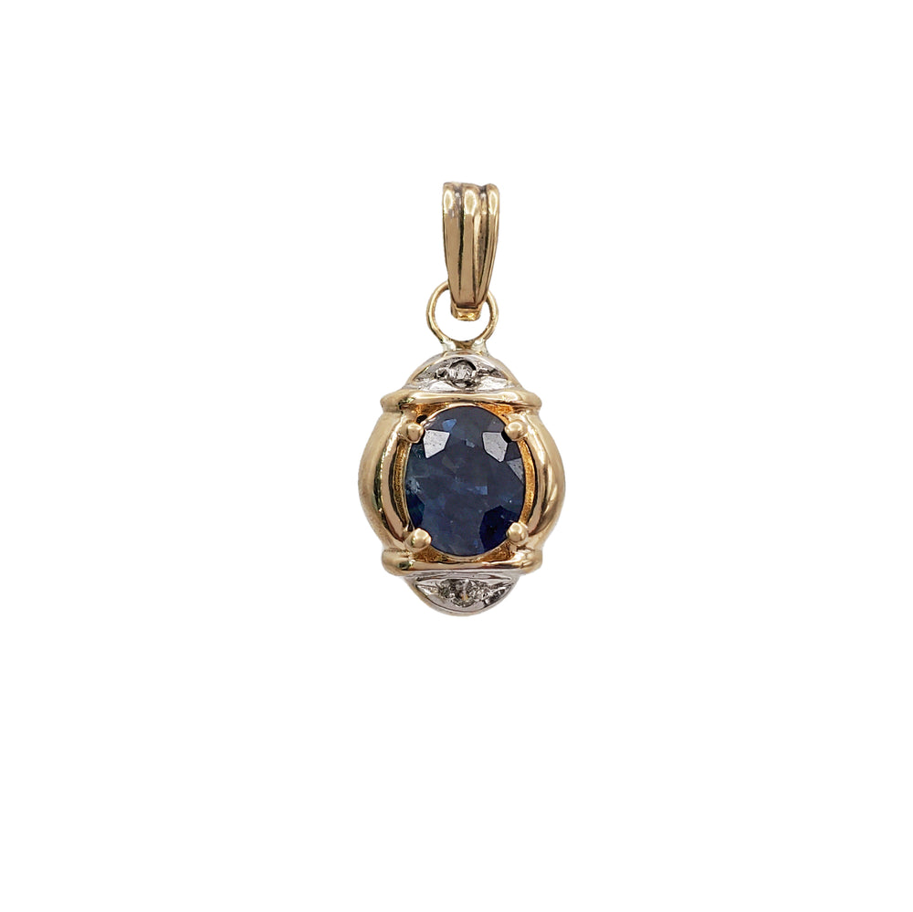 Oval Shape Blue Sapphire Pendant (14K)