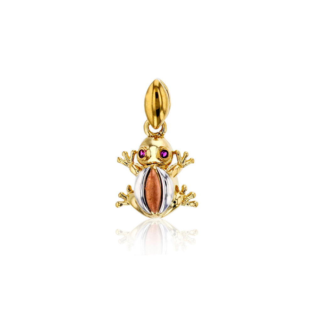 Red-Eyes Tri-Color Frog Pendant (14K)