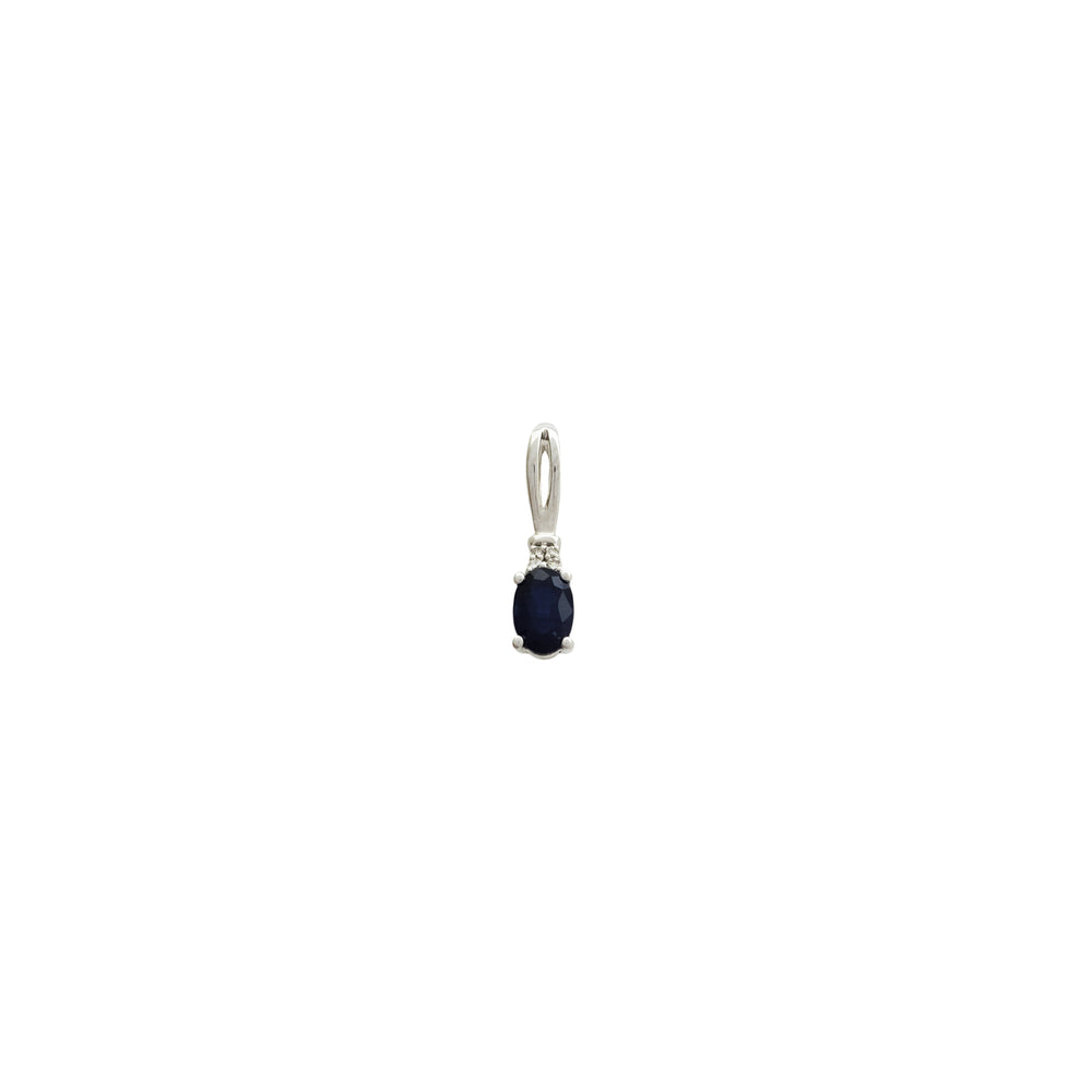 Blue Sapphire & Diamond Pendant (14K)