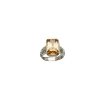 Yellow CZ Square Lady's Ring (Silver)