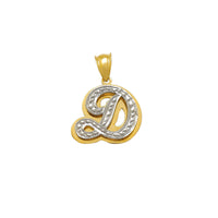 Two-Tone Double-Layered Textured Script Initial Pendant (14K)
