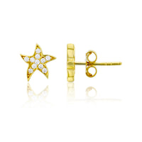 Micropave CZ Starfish Stud Earrings (14K)