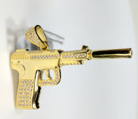 Pistol Pendant Chete CZ Silver suppressor usp hk - Popular Jewelry