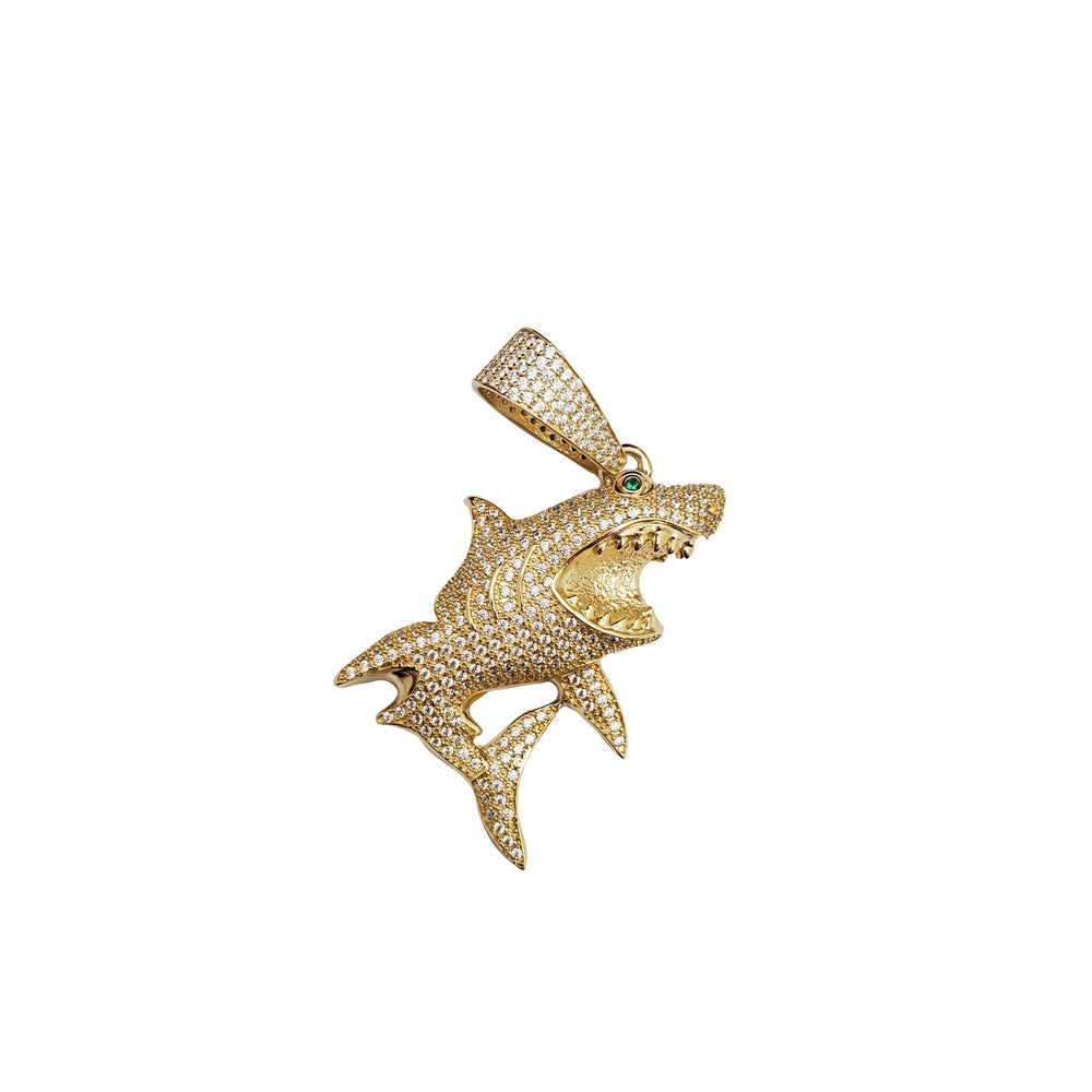 Iced-Out Shark Pendant (14K)