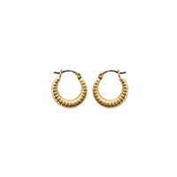 Shrimp Texture Hoop Earrings (14K)