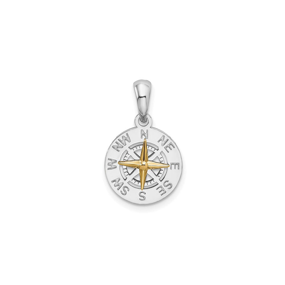 Mini Compass with Golden Needle Pendant front - Popular Jewelry - New York