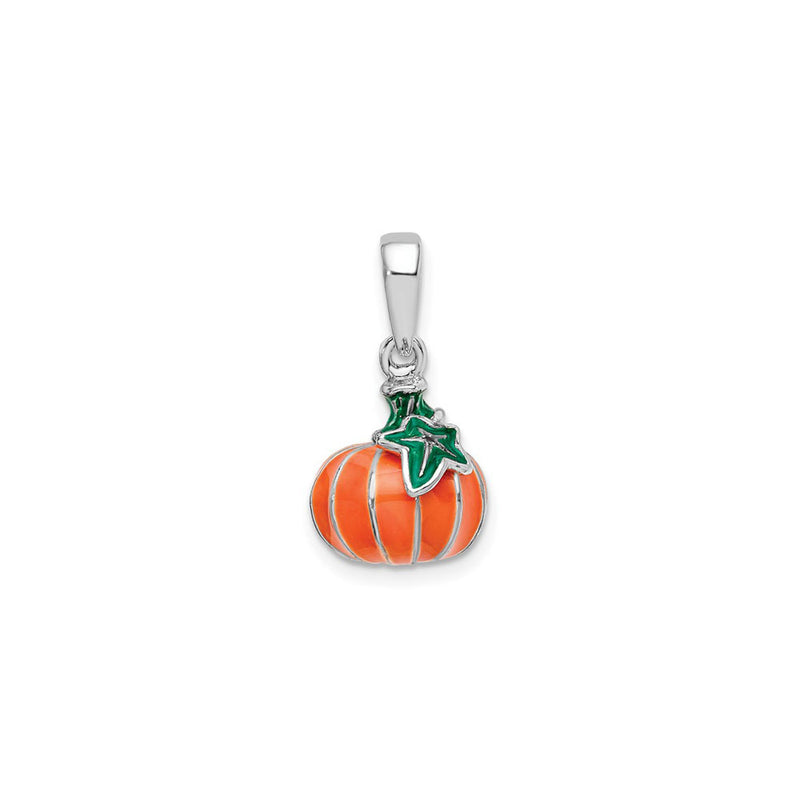 3D Enameled Pumpkin Charm (Silver) front - Popular Jewelry - New York