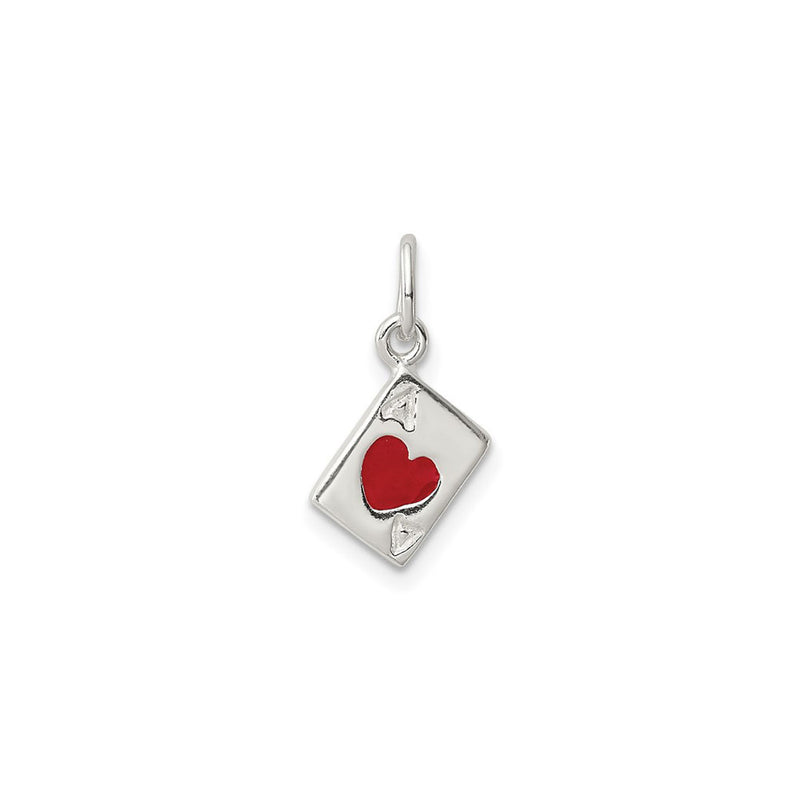 Ace of Hearts Card Pendant (Silver) front - Popular Jewelry - New York