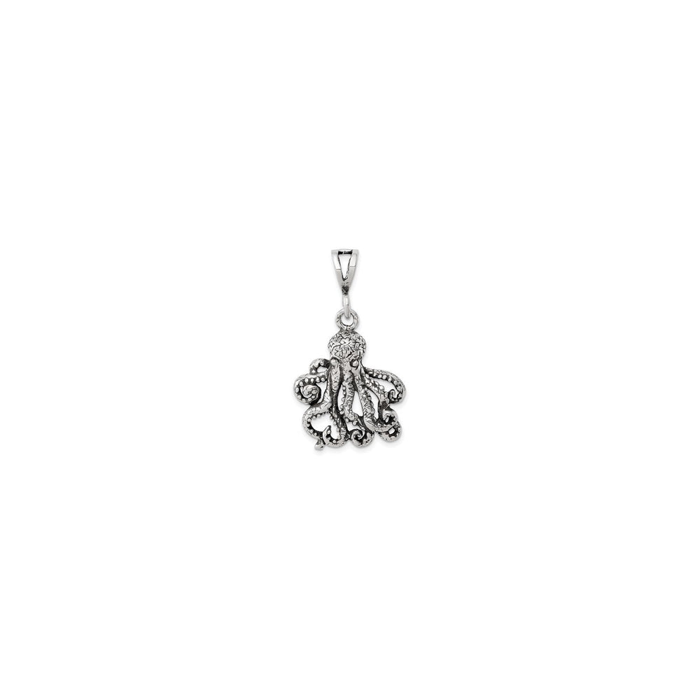 Antiqued Octopus Pendant (Silver) front - Popular Jewelry - New York