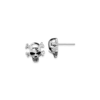 Antiqued Scarred Skull Stud Earrings (Silver) main - Popular Jewelry - New York