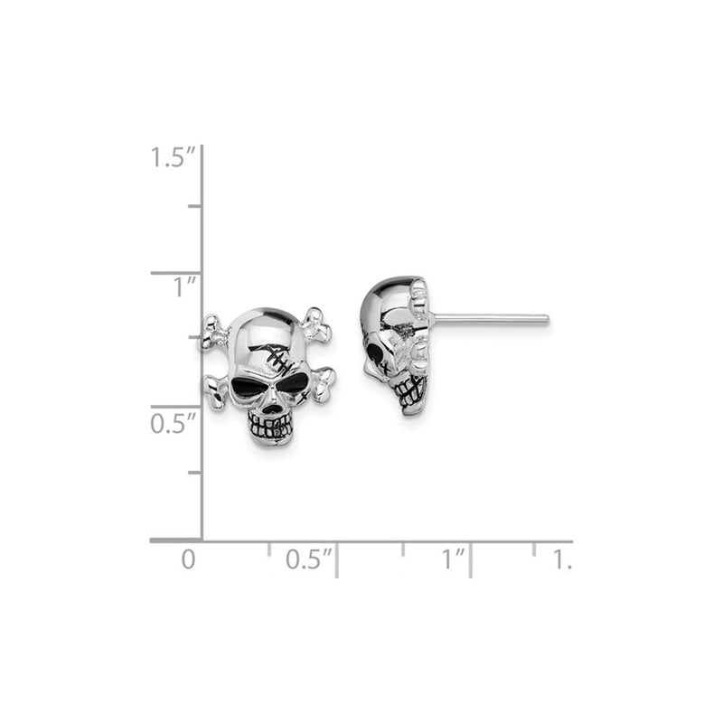 Antiqued Scarred Skull Stud Earrings (Silver) scale - Popular Jewelry - New York