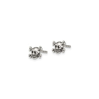Antiqued Skull Stud Earrings (Silver) side - Popular Jewelry - New York