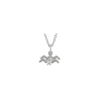 Aquarius Zodiac Sign Diamond Solitaire Necklace (Silver) front - Popular Jewelry - New York