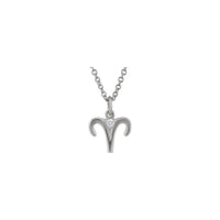 Aries Zodiac Sign Diamond Solitaire Necklace (Silver) front - Popular Jewelry - New York