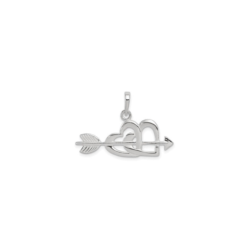 Arrow Struck Double Heart Pendant (Silver) front - Popular Jewelry - New York