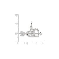 Arrow Struck Double Heart Pendant (Silver) scale - Popular Jewelry - New York
