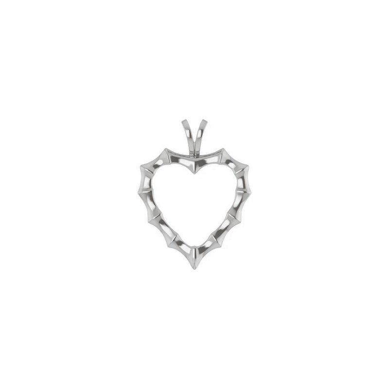 Bamboo Heart Contour Pendant (Silver) front - Popular Jewelry - New York
