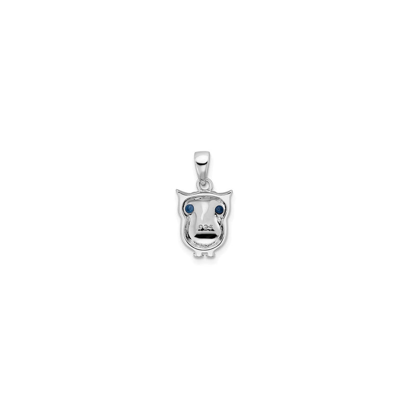 Beady Blue-Eyed Owl Pendant (Silver) back - Popular Jewelry - New York