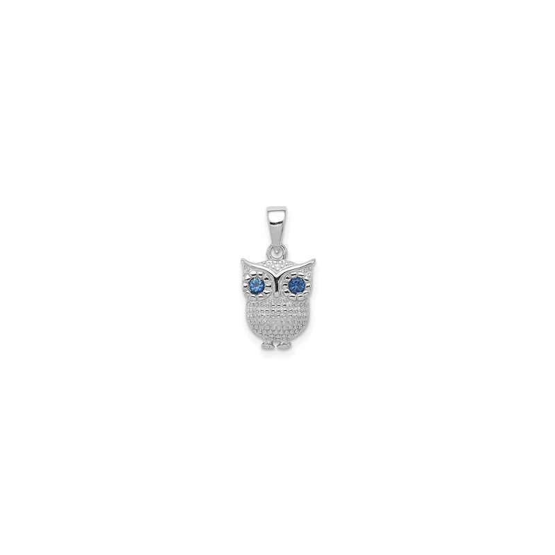 Beady Blue-Eyed Owl Pendant (Silver) front - Popular Jewelry - New York