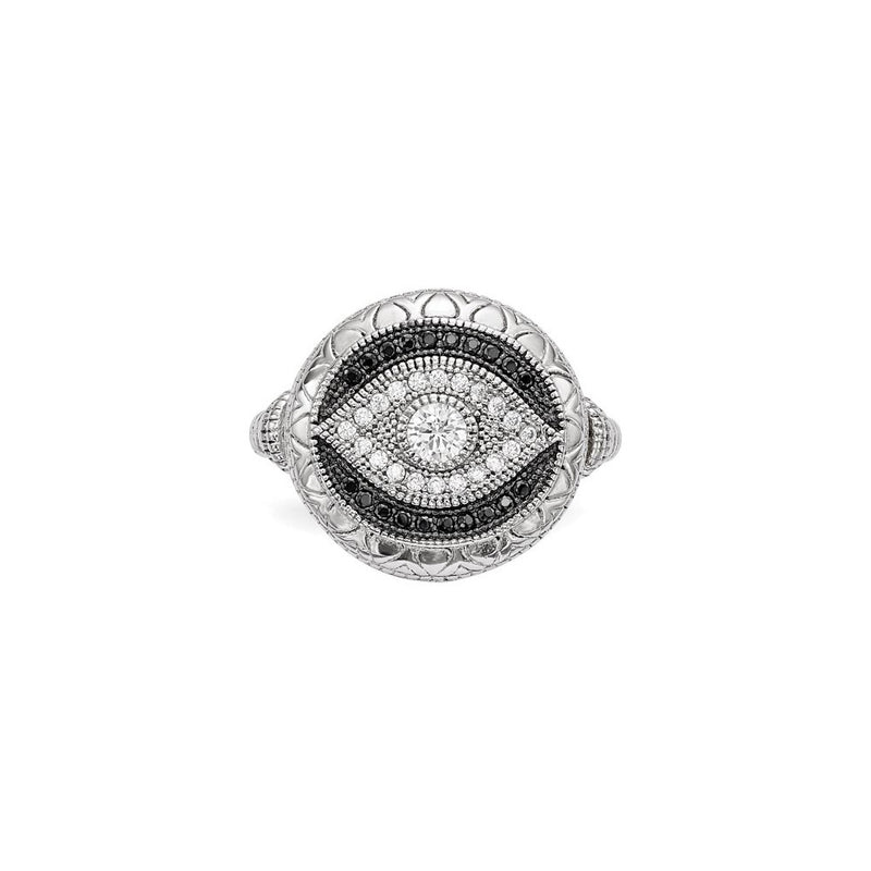Bejeweled Evil Eye Ring (Silver) front - Popular Jewelry - New York