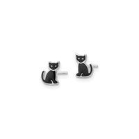 Naušnice s klinčićima od emajla Black Cat (srebrne) strana - Popular Jewelry - New York