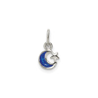 Blue Moon and Star Pendant (Silver) front - Popular Jewelry - New York