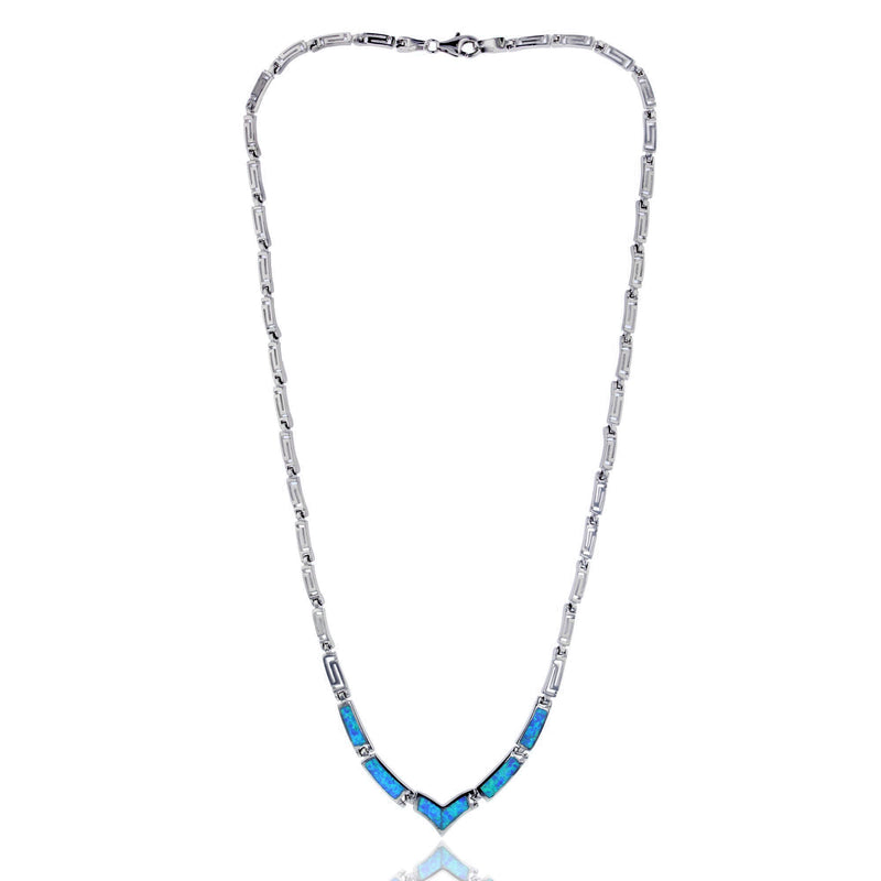 Blue Opal V Shaped Necklace (Silver) Popular Jewelry - New York