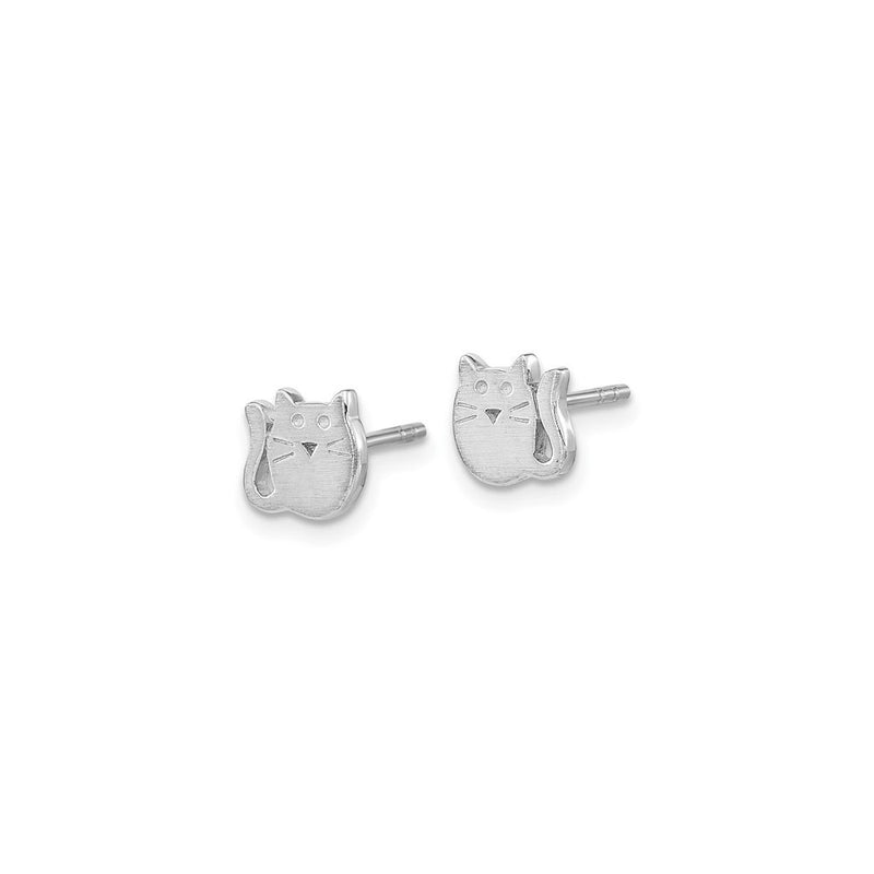 Cartoon Cat Friction Stud Earrings (Silver) side - Popular Jewelry - New York