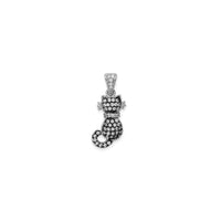 Cat Antiqued CZ Iced Pendant (Silver) front - Popular Jewelry - New York