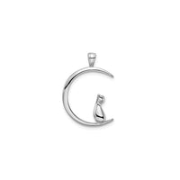 Cat on Moon Pendant (Silver) front - Popular Jewelry - New York