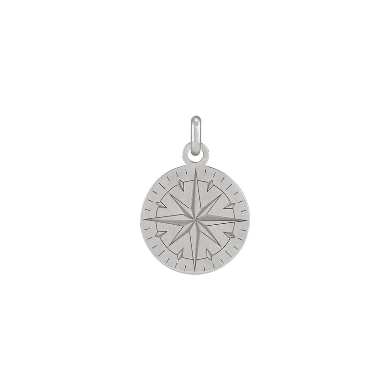 Classic Compass Pendant (Silver) front - Popular Jewelry - New York