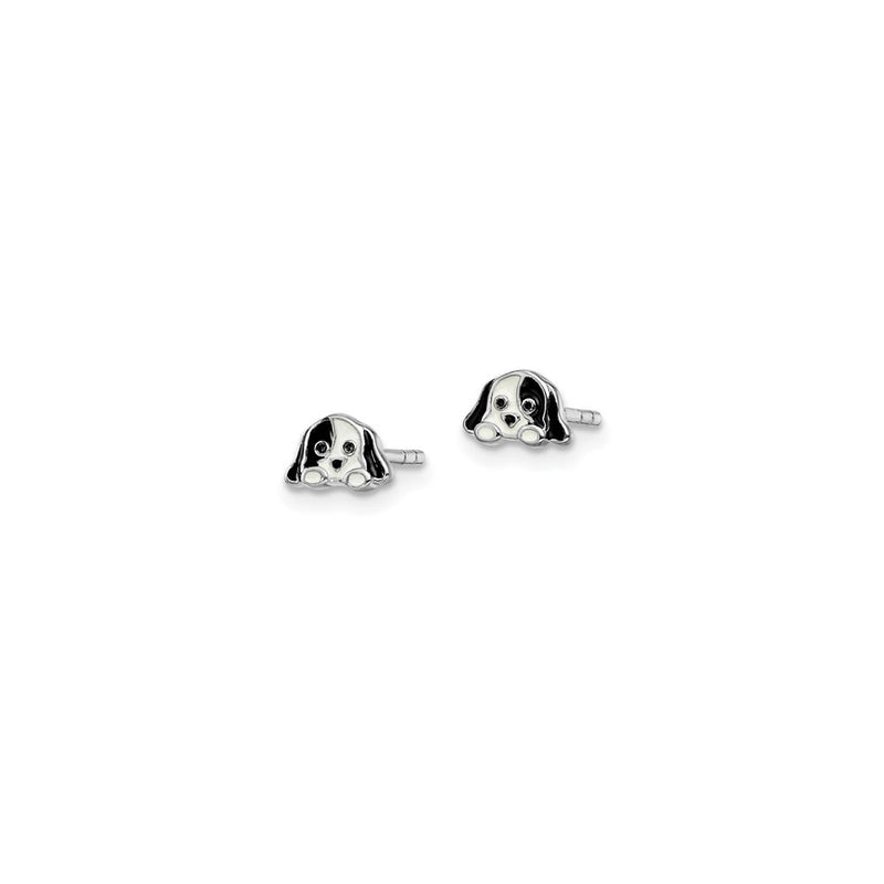 Dalmatian Puppy Friction Enamel Stud Earrings (Silver) side  - Popular Jewelry - New York