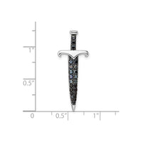 Dark Gemstones Sword Pendant (Silver) scale - Popular Jewelry - New York