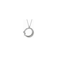 Diamond Crescent Moon Necklace (Silver) front - Popular Jewelry - New York