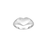 Diamond Dotted Heart Signet Ring (Silver) main - Popular Jewelry - New York